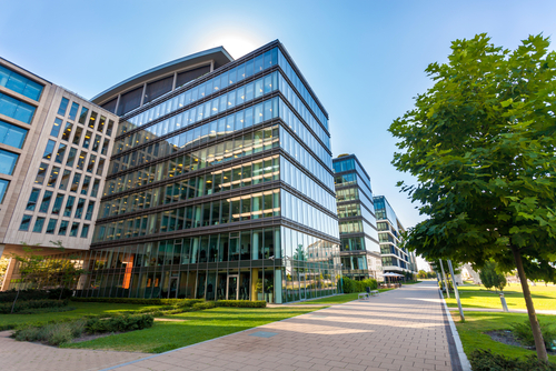 Alley,With,Office,Buildings,In,Modern,Budapest,Area